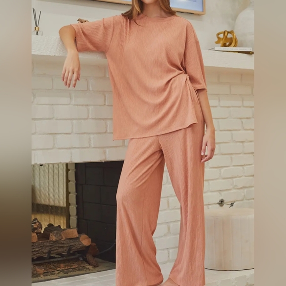 #265 🛑M BOHO CHIC 2 PIECE SET WIDE LEG PANTS & TUNIC TOP - Picture 4 of 12